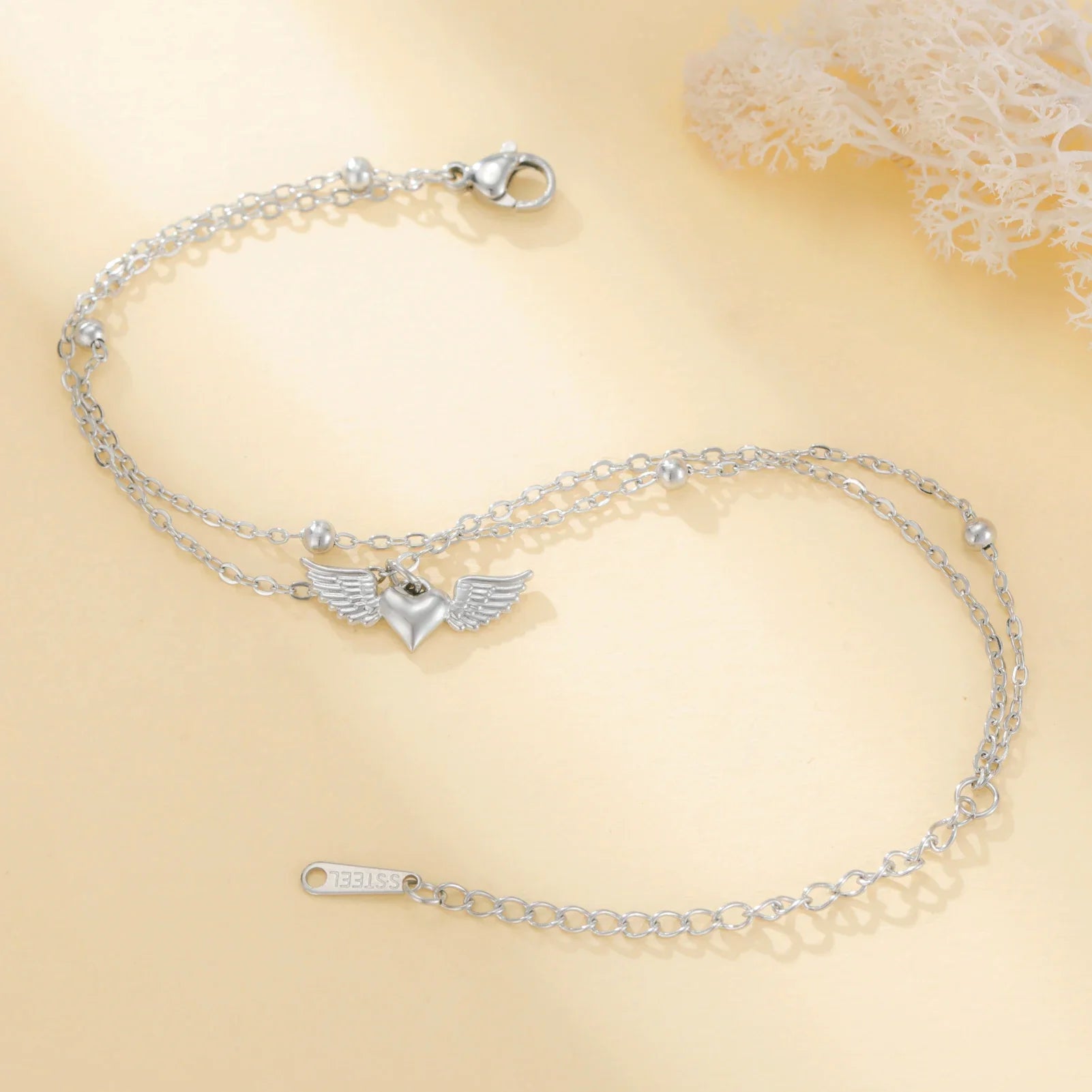 Bracelet ajustable ailes d'ange argent
