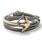 Breites verstellbares Ankerarmband in Gold und Grau