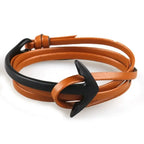 Breites verstellbares Ankerarmband in Schwarz und Braun