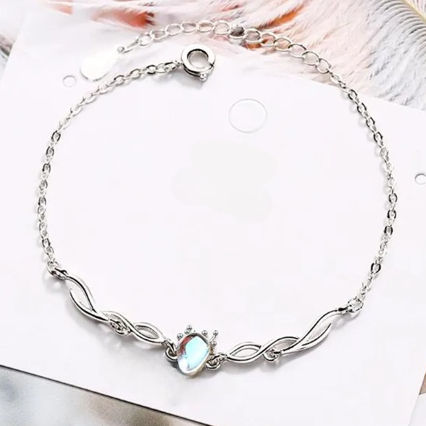 Adjustable bracelet with moonstone drop