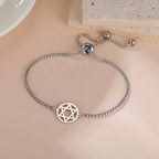 Bracelet ajustable avec l'étoile de David symbole juif argent