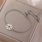 Bracelet ajustable avec l'étoile de David symbole juif argent