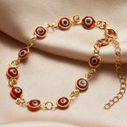 Bracelet ajustable mauvais oeil bleu rouge