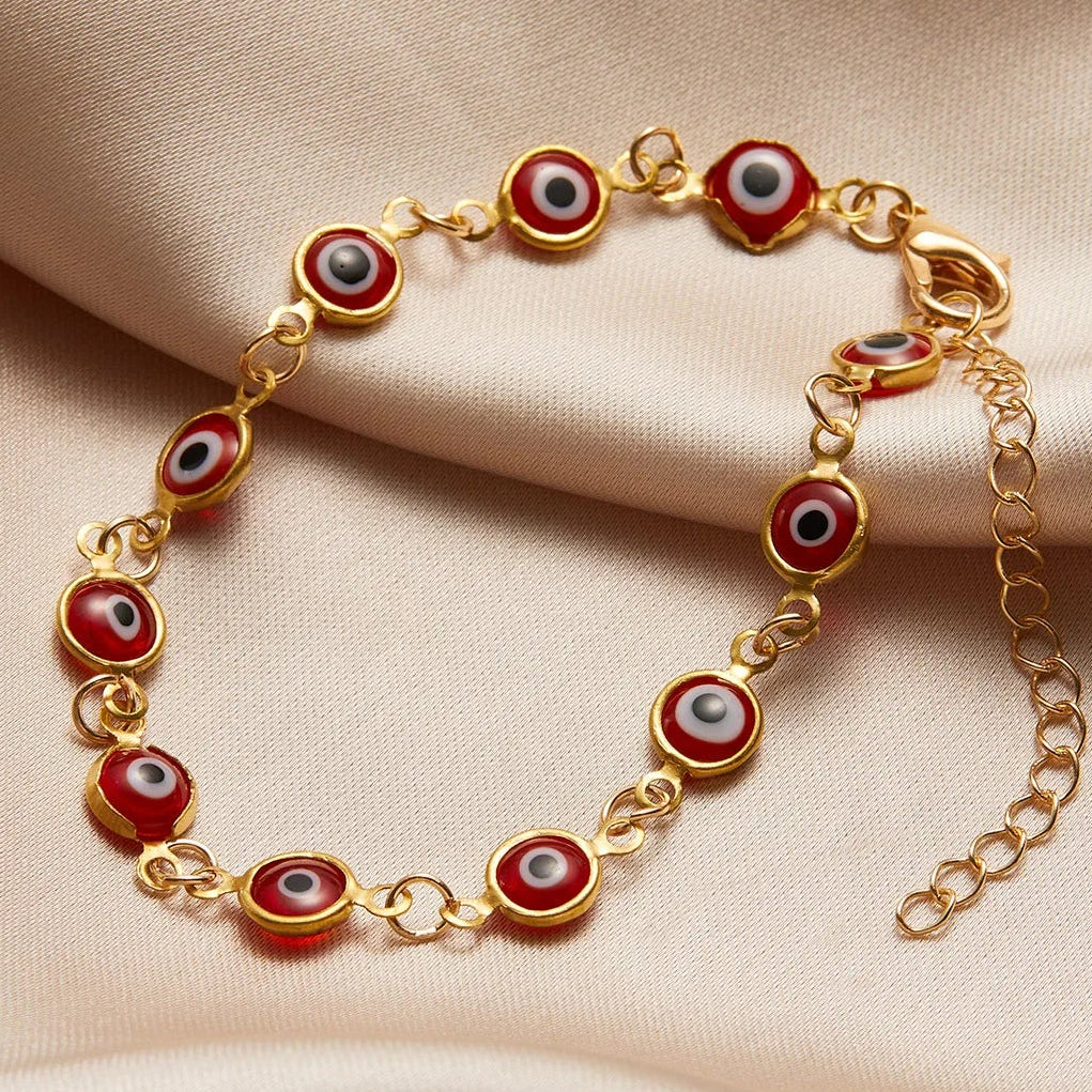 Bracelet ajustable mauvais oeil bleu rouge