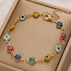 Bracelet ajustable mauvais oeil bleu multicolore