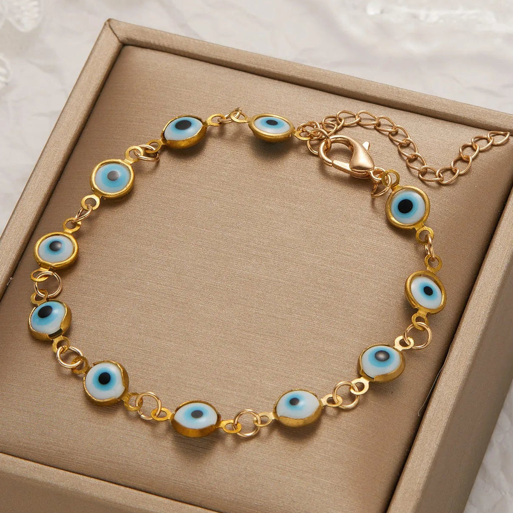Bracelet ajustable mauvais oeil bleu bleu et blanc