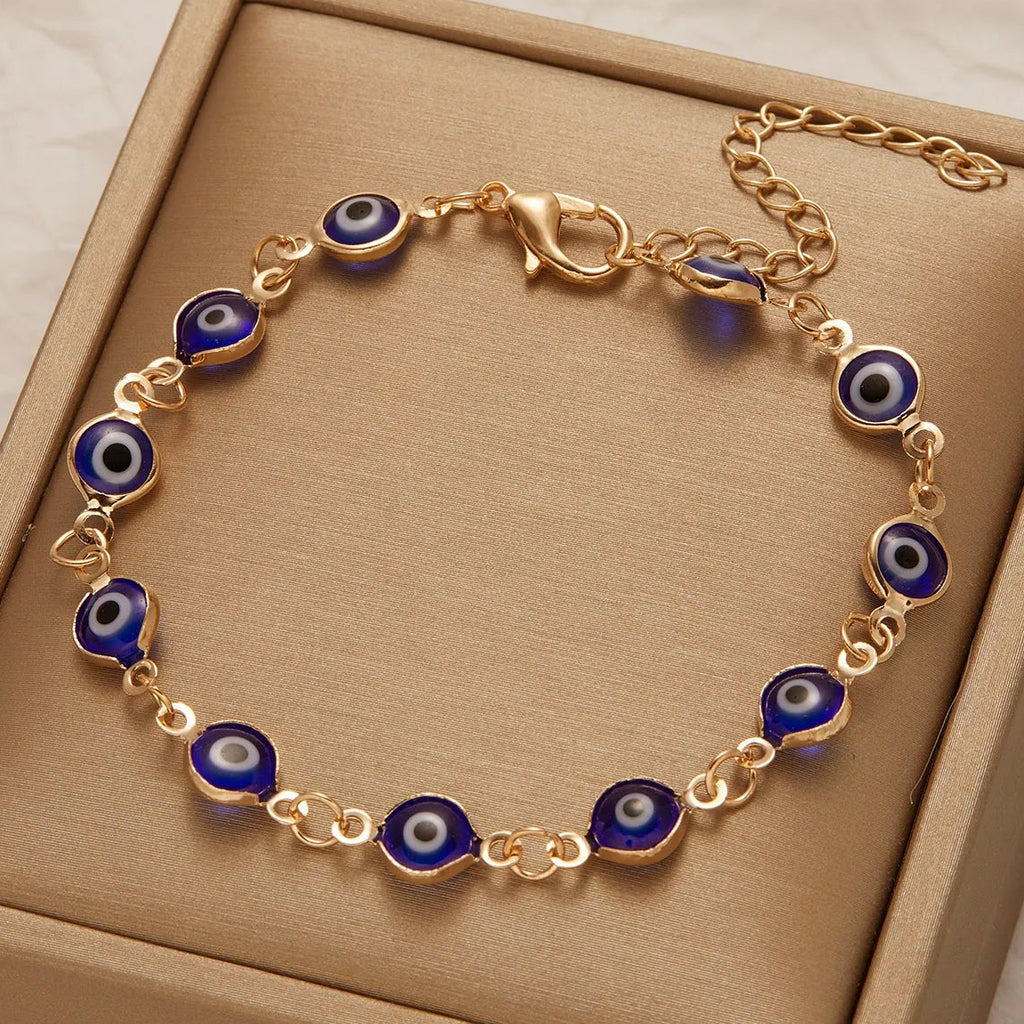 Bracelet ajustable mauvais oeil bleu bleu foncé