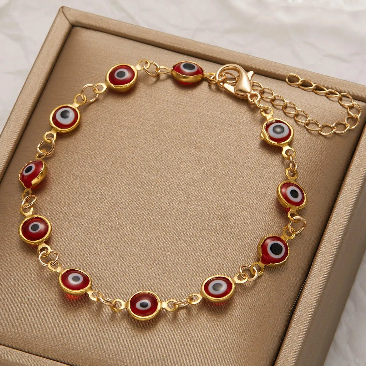 Bracelet ajustable mauvais oeil bleu rouge