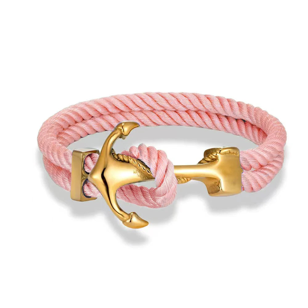 Bracciale ancora uomo rosa