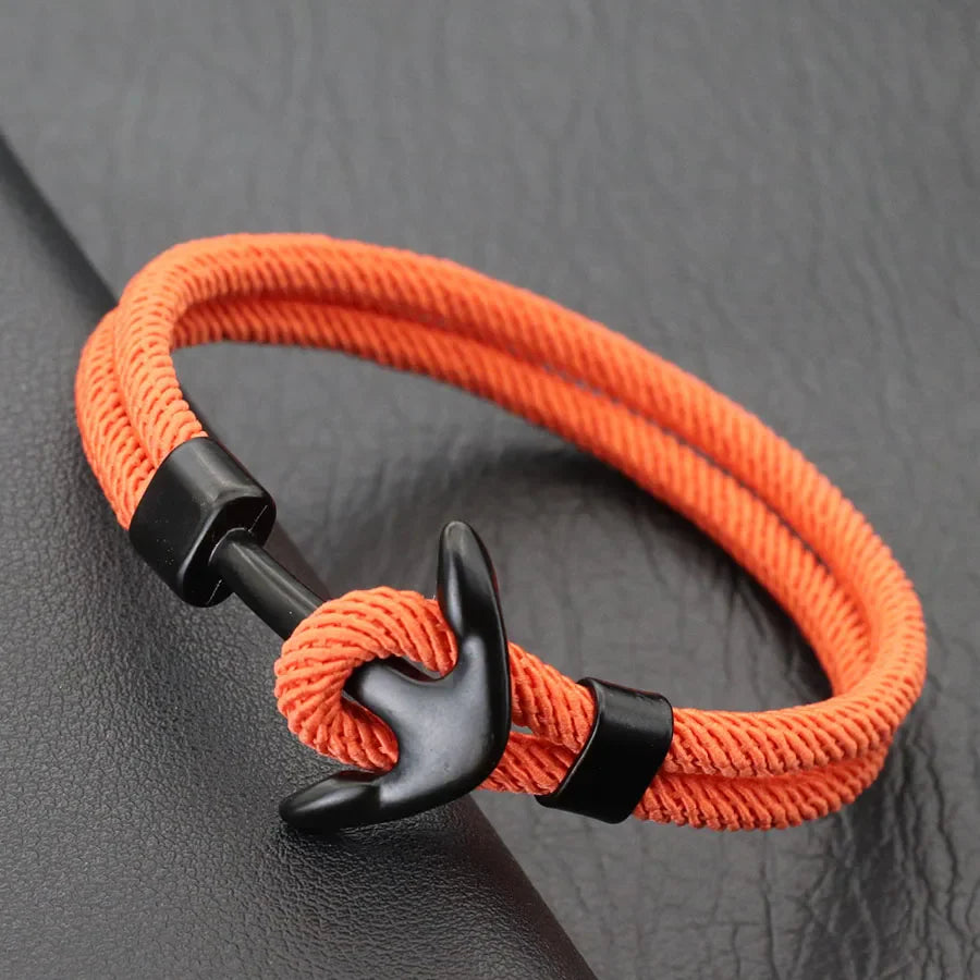 Armbånd med sort og orange anker