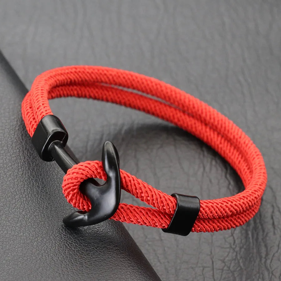 Armbånd med sort og rødt anker