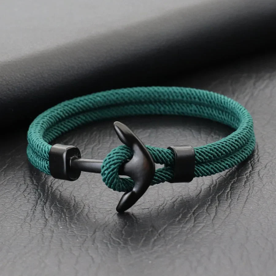 Armbånd med sort og grønt anker