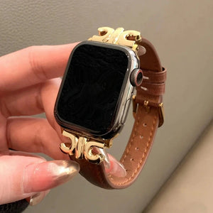 Bracelet Apple Watch en Cuir pour Femme marron