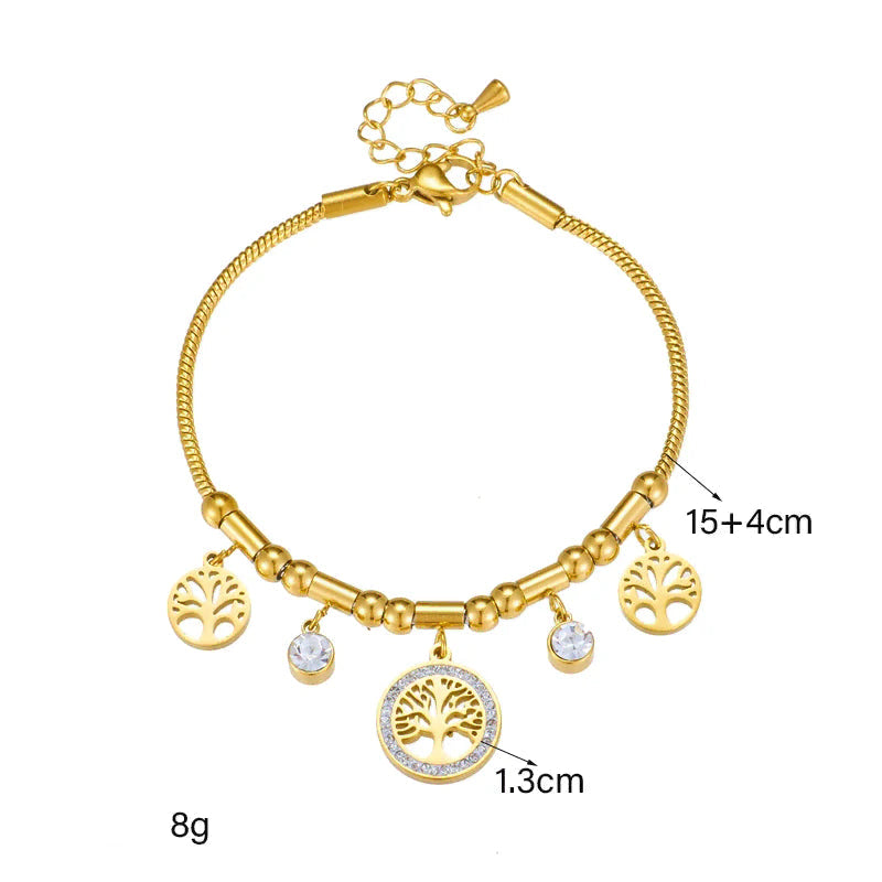 Pulseira árvore da vida adornada com strass