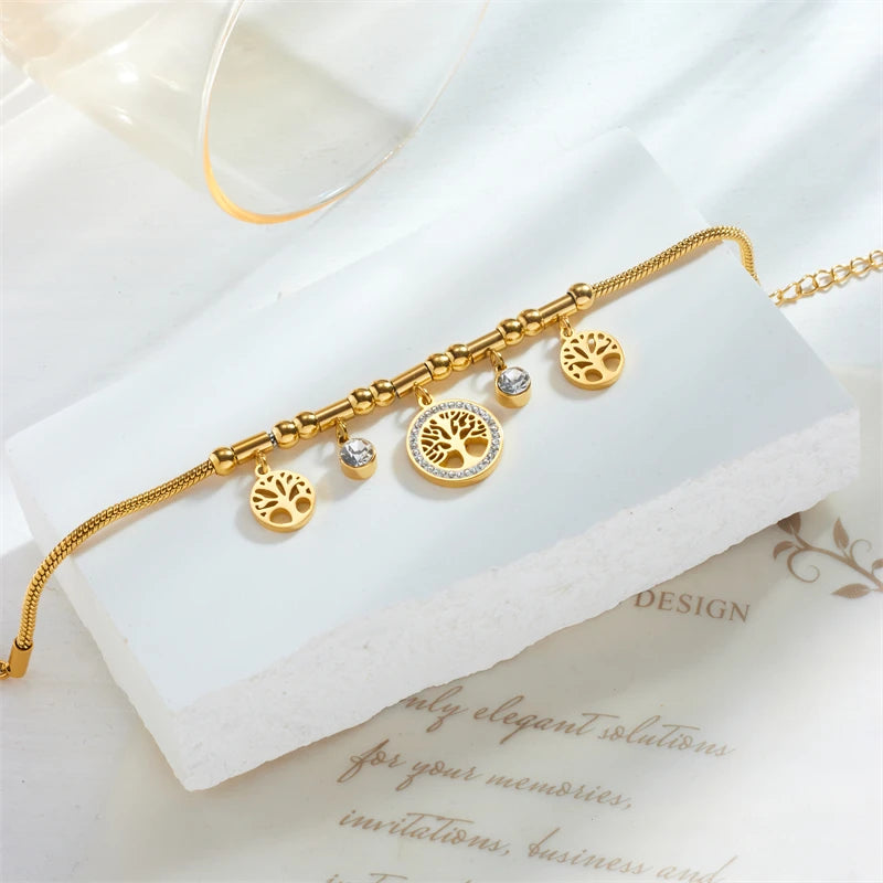 Pulseira árvore da vida adornada com strass