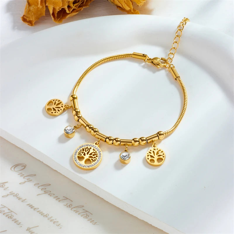 Pulseira árvore da vida adornada com strass