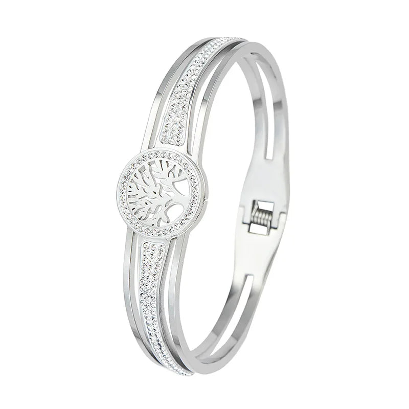 Bracelet avec Arbre de Vie et Cristal argent