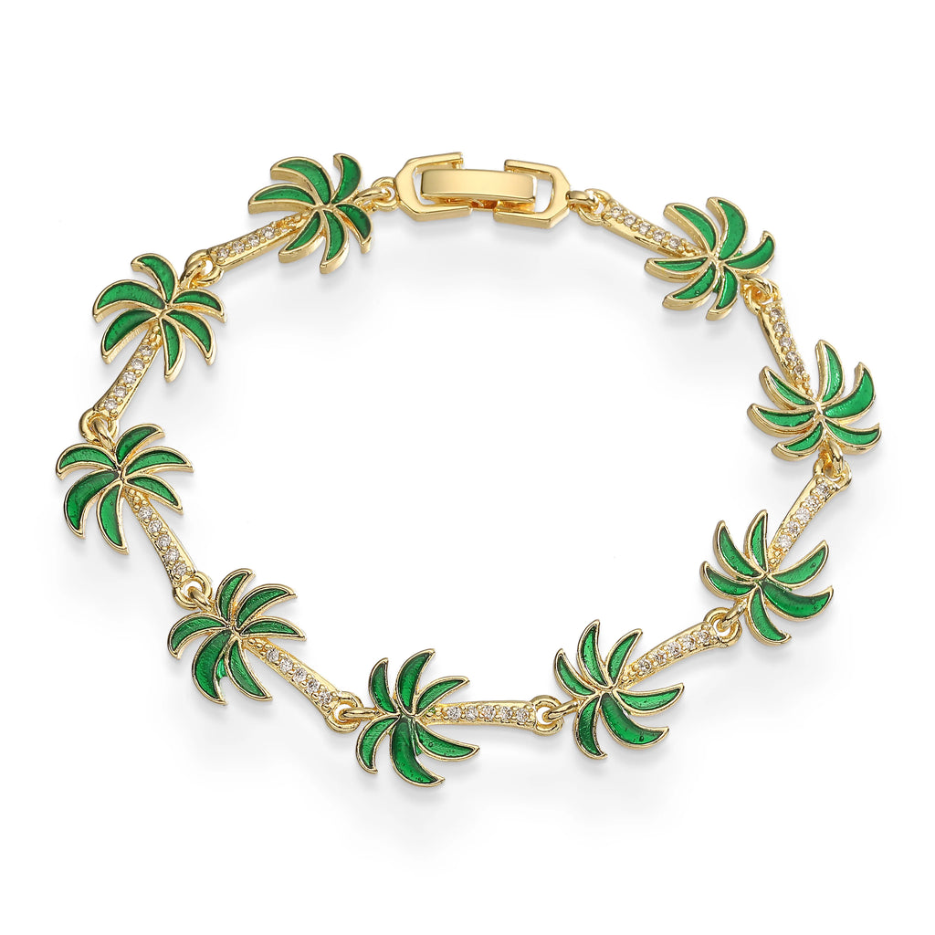 Armband mit Palmenanhängern aus grünem Emaille