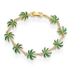Armband mit Palmenanhängern aus grünem Emaille