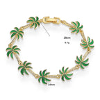 Armband mit Palmenanhängern aus grünem Emaille