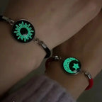 Bracelet avec Croissant de Lune et Soleil Lumineux rouge et noir