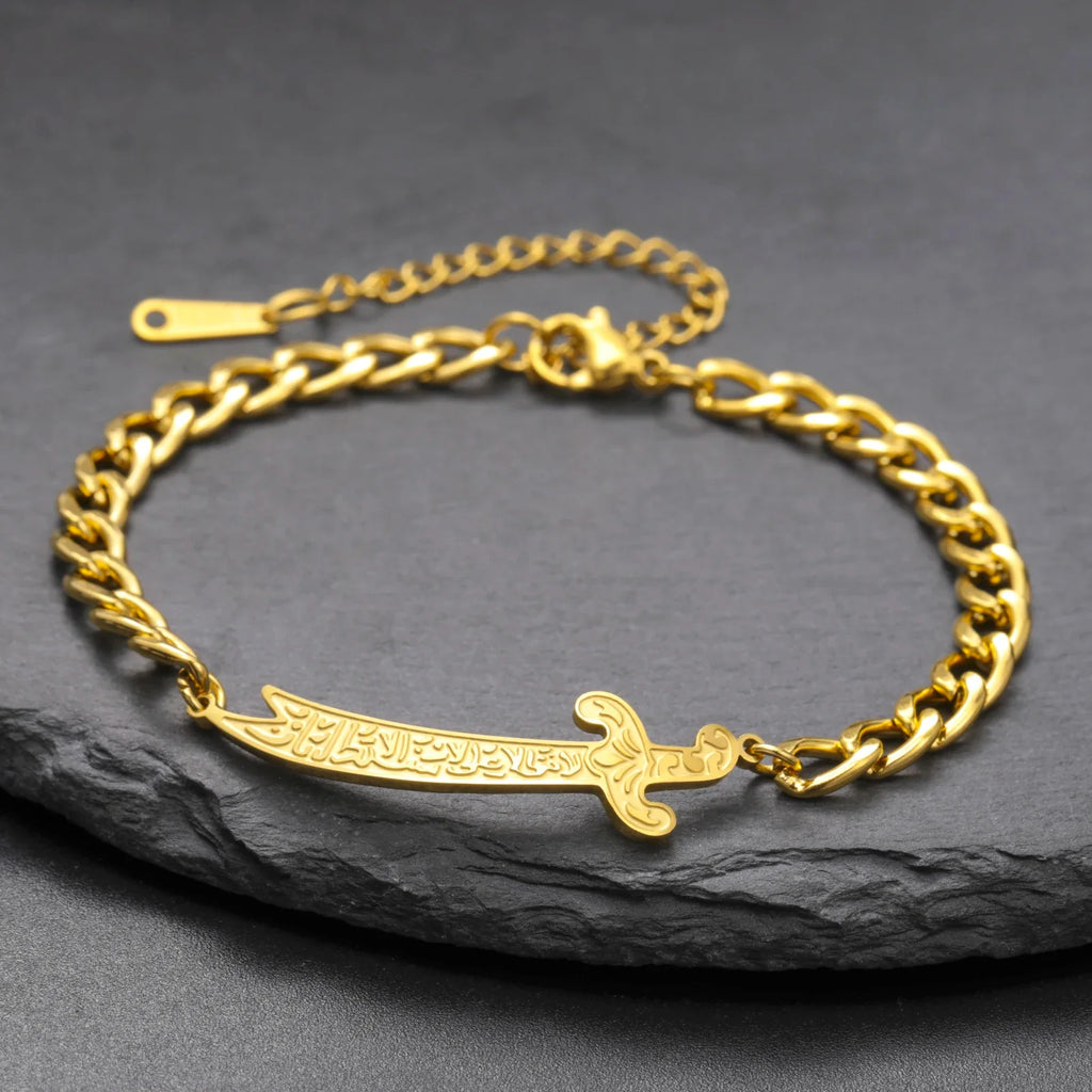 Armband med arabisk Ali Zulfiqar-svärd i guld