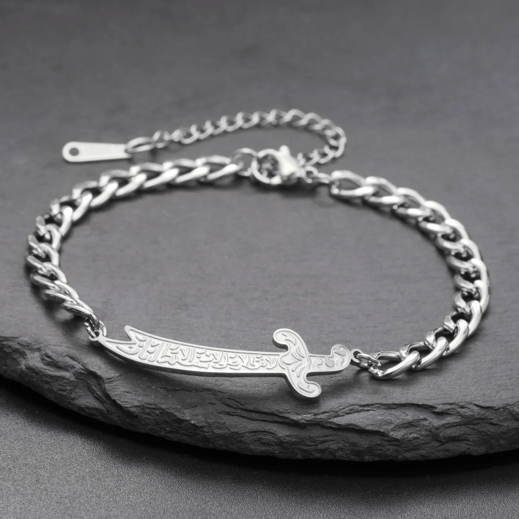 Armband med arabisk Ali Zulfiqar-svärd i silver