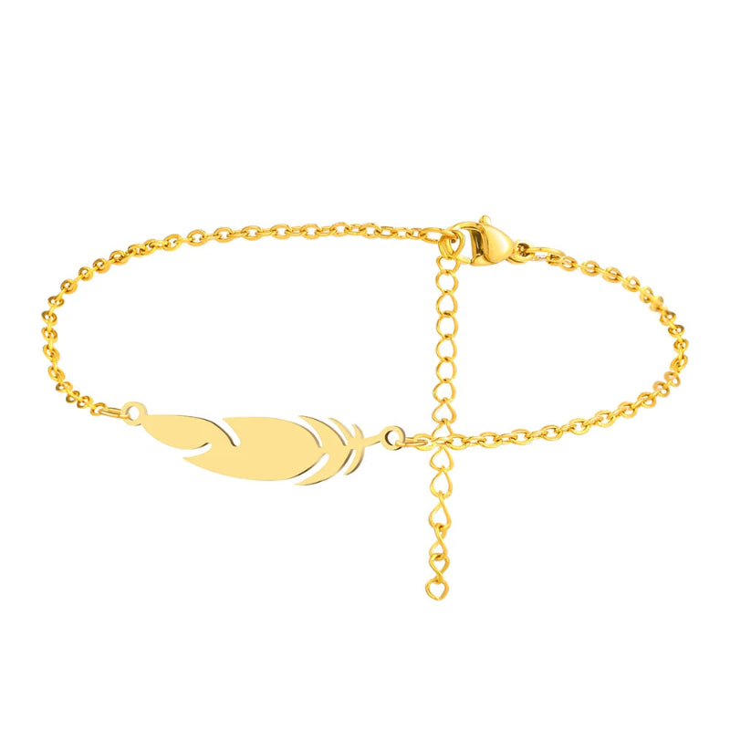 Bracelet de Charme avec Plume or
