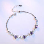 Bracelet avec Fines Fleurs en Zircon violet