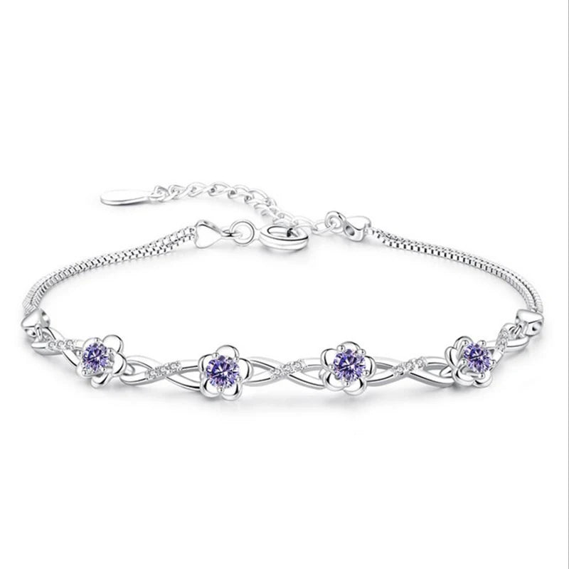 Bracelet avec Fines Fleurs en Zircon