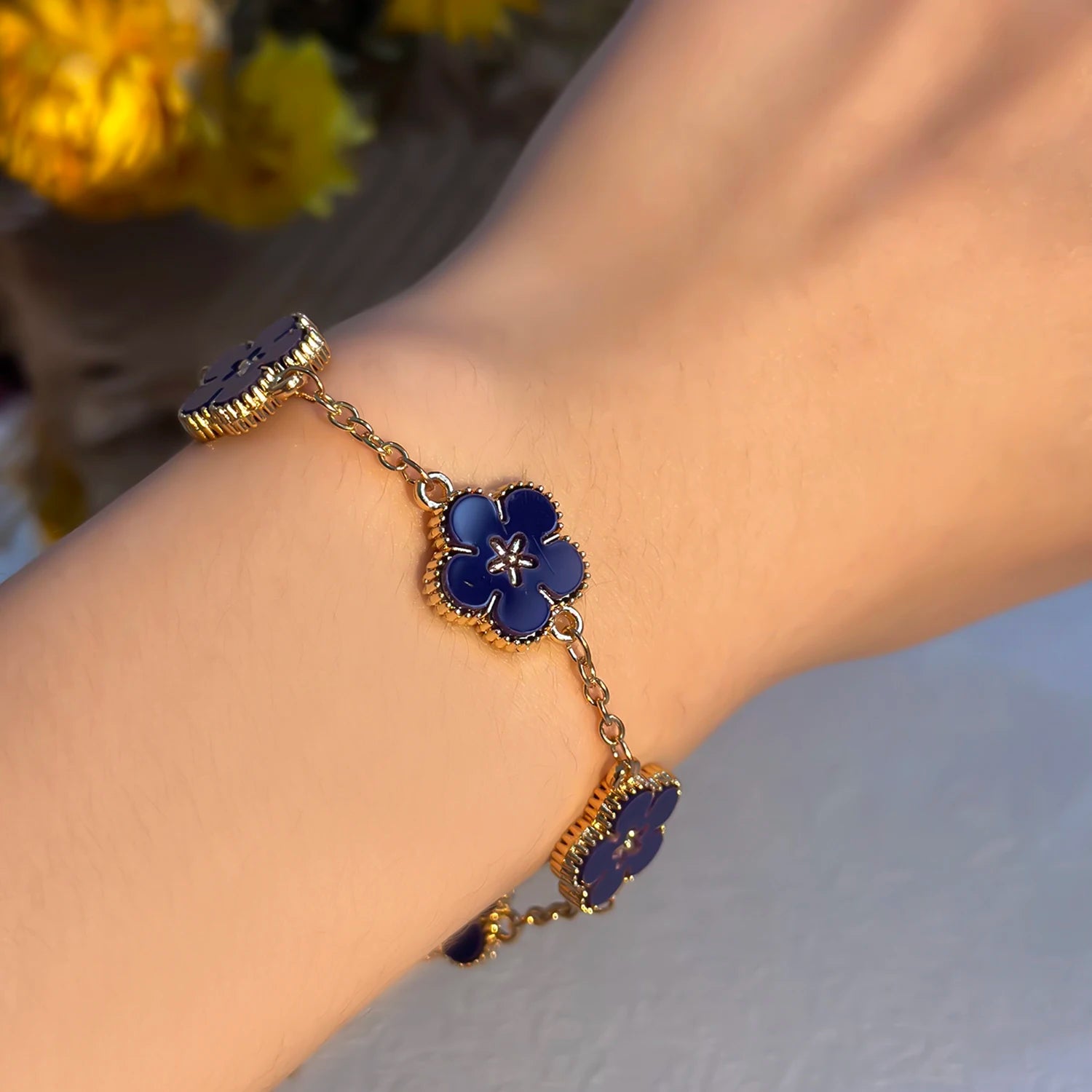 Bracelet avec Fleurs pour Femme bleu