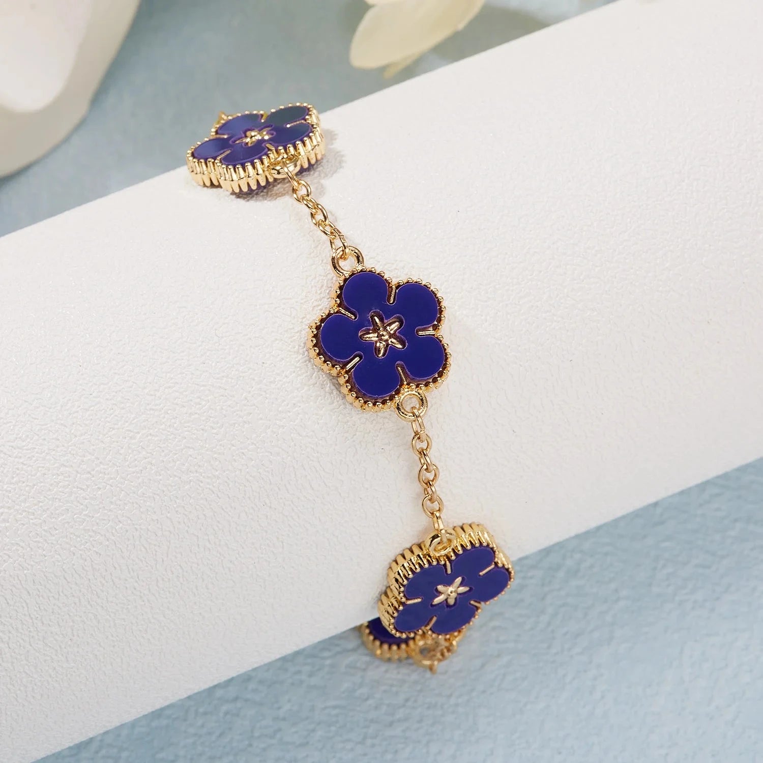 Bracelet avec Fleurs pour Femme bleu