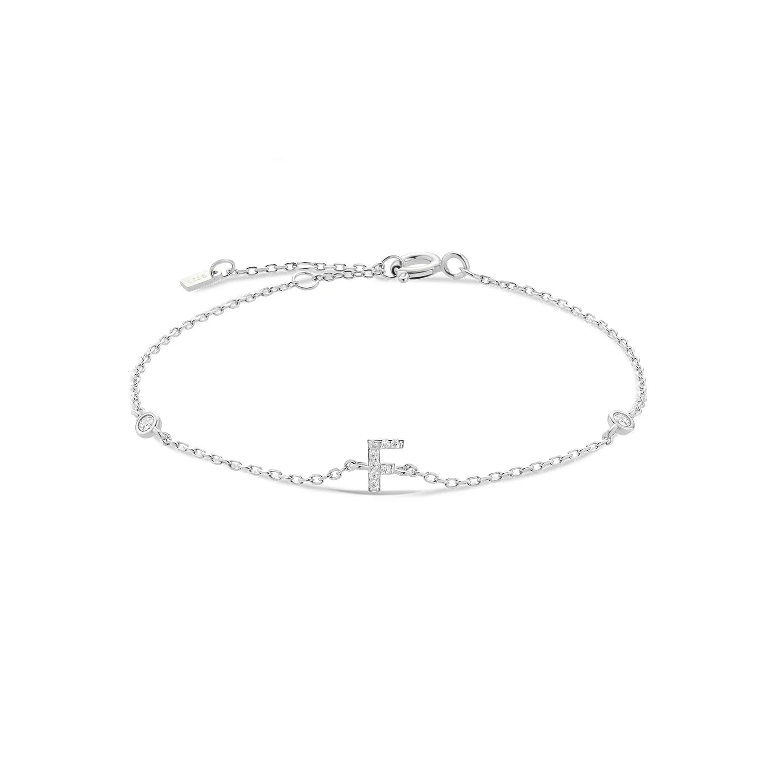 Bracelet avec initiale en strass argent f