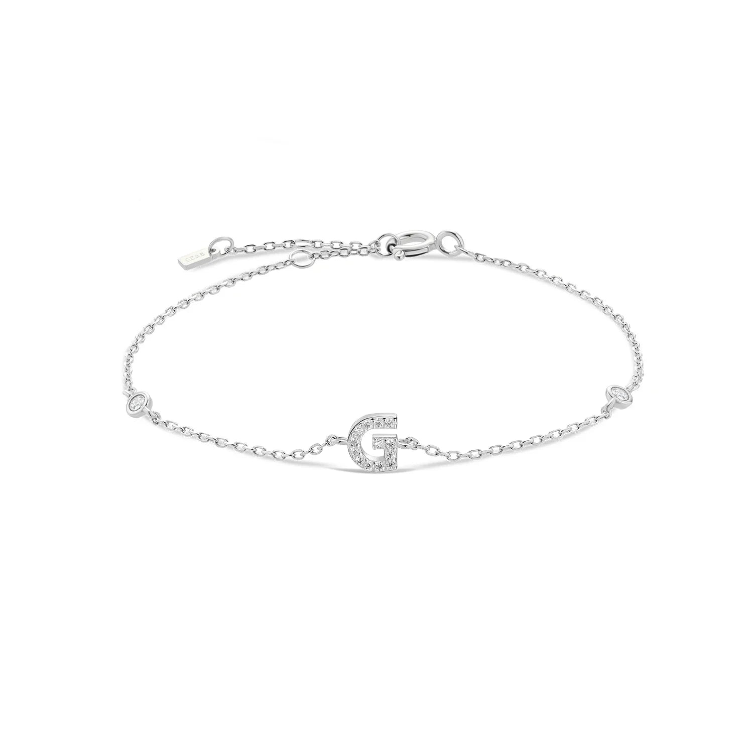 Bracelet avec initiale en strass argent g
