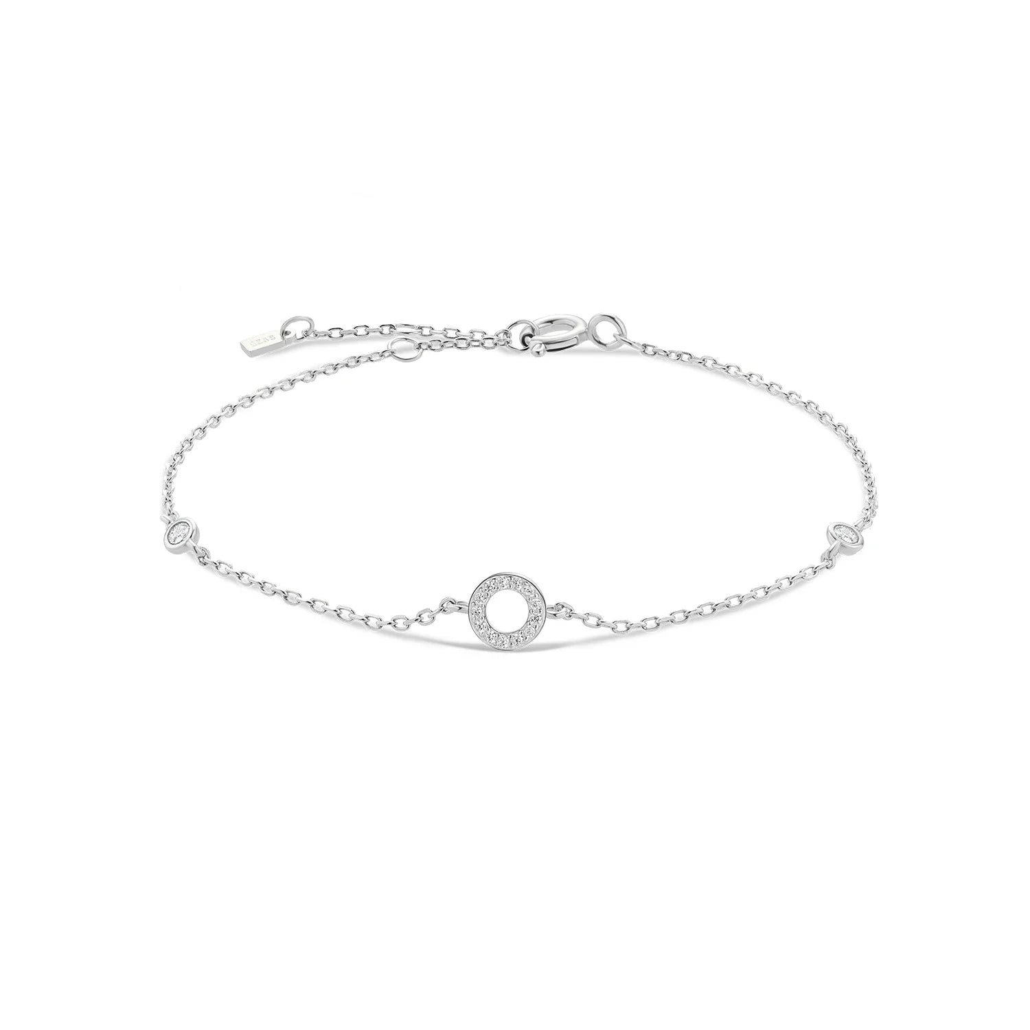 Bracelet avec initiale en strass argent o