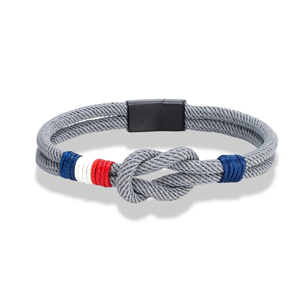 Armband mit Knoten aus Seil, grau
