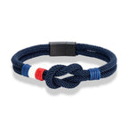 Geknotetes Armband aus Seil mit französischer Flagge, marineblau