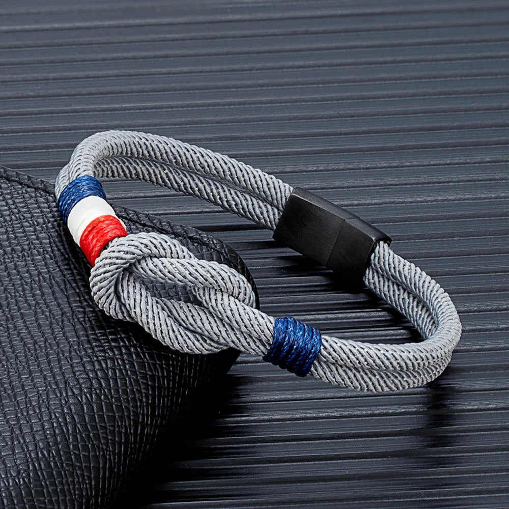 Armband mit Knoten aus Seil, grau