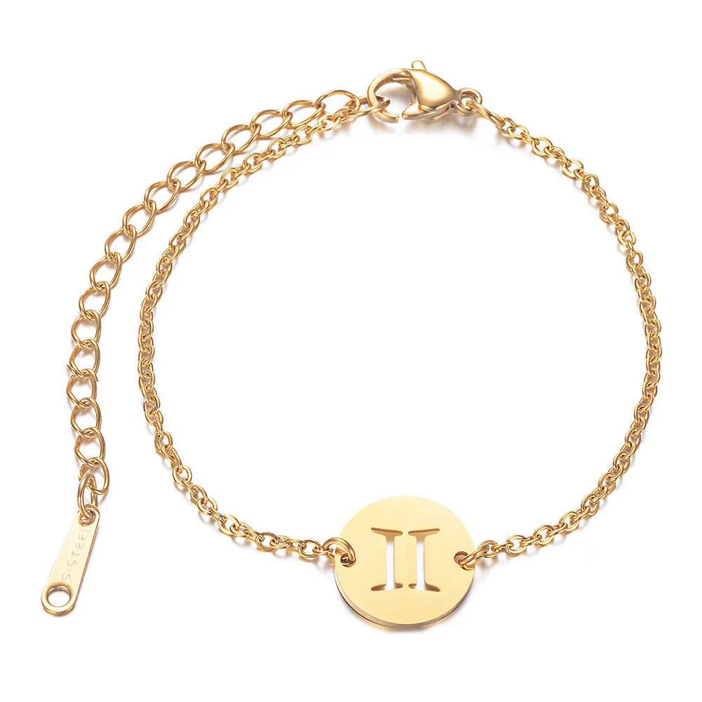 Bracelet avec Pendentif du Signe du Zodiaque Astrologique gémeaux