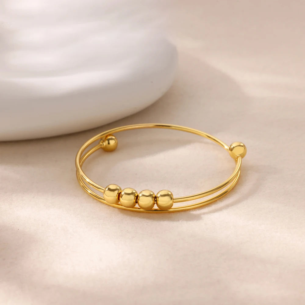 Bracelet avec Perles Rotatives Anti-Stress pour Homme ou Femme or