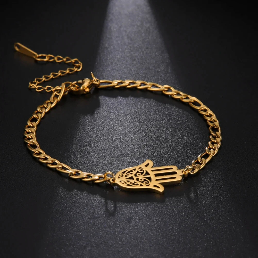 Bracelet avec main de Fatma doré ou argenté arabe or