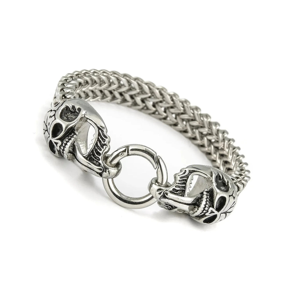 Bracelet avec Têtes de Morts pour Homme argent