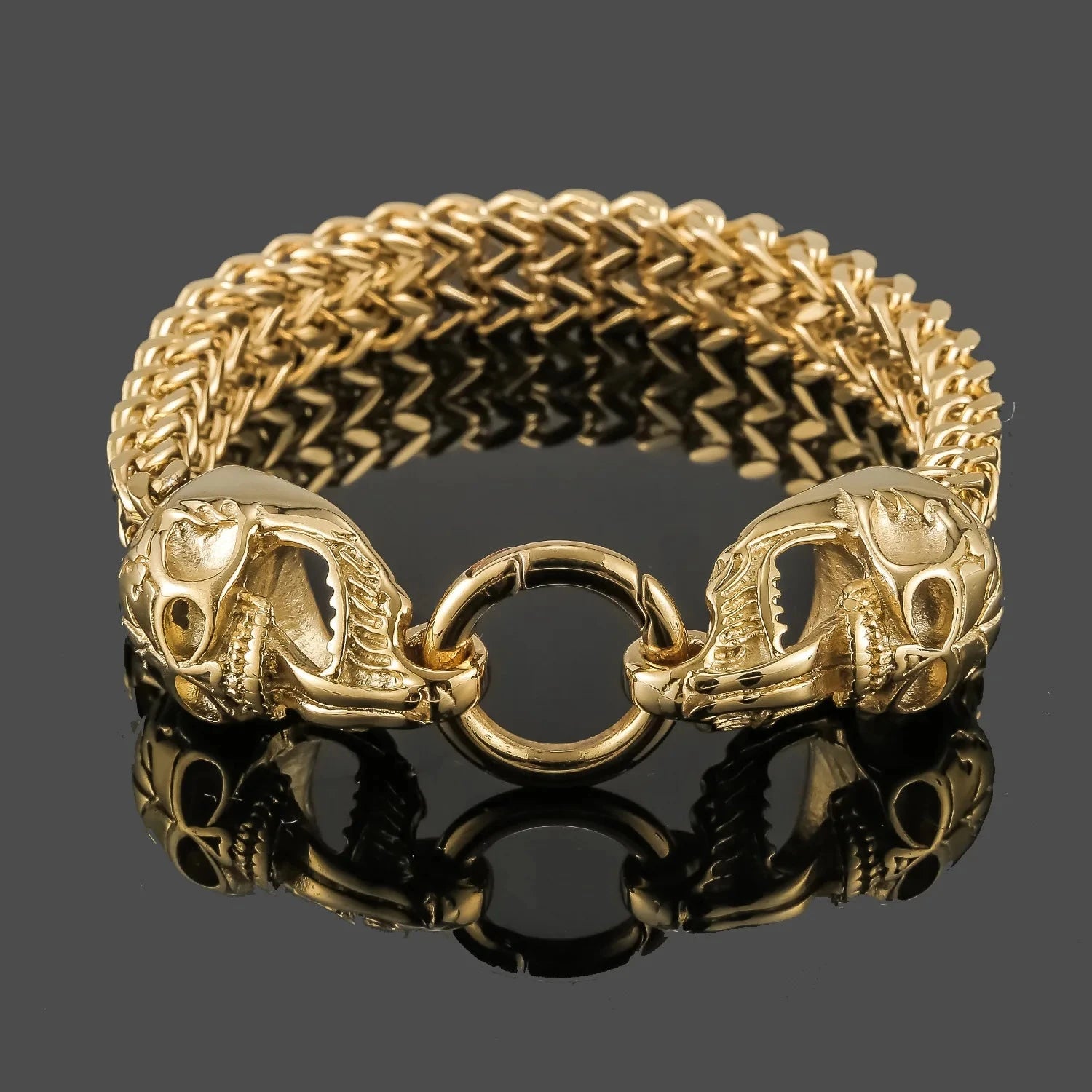 Bracelet avec Têtes de Morts pour Homme or