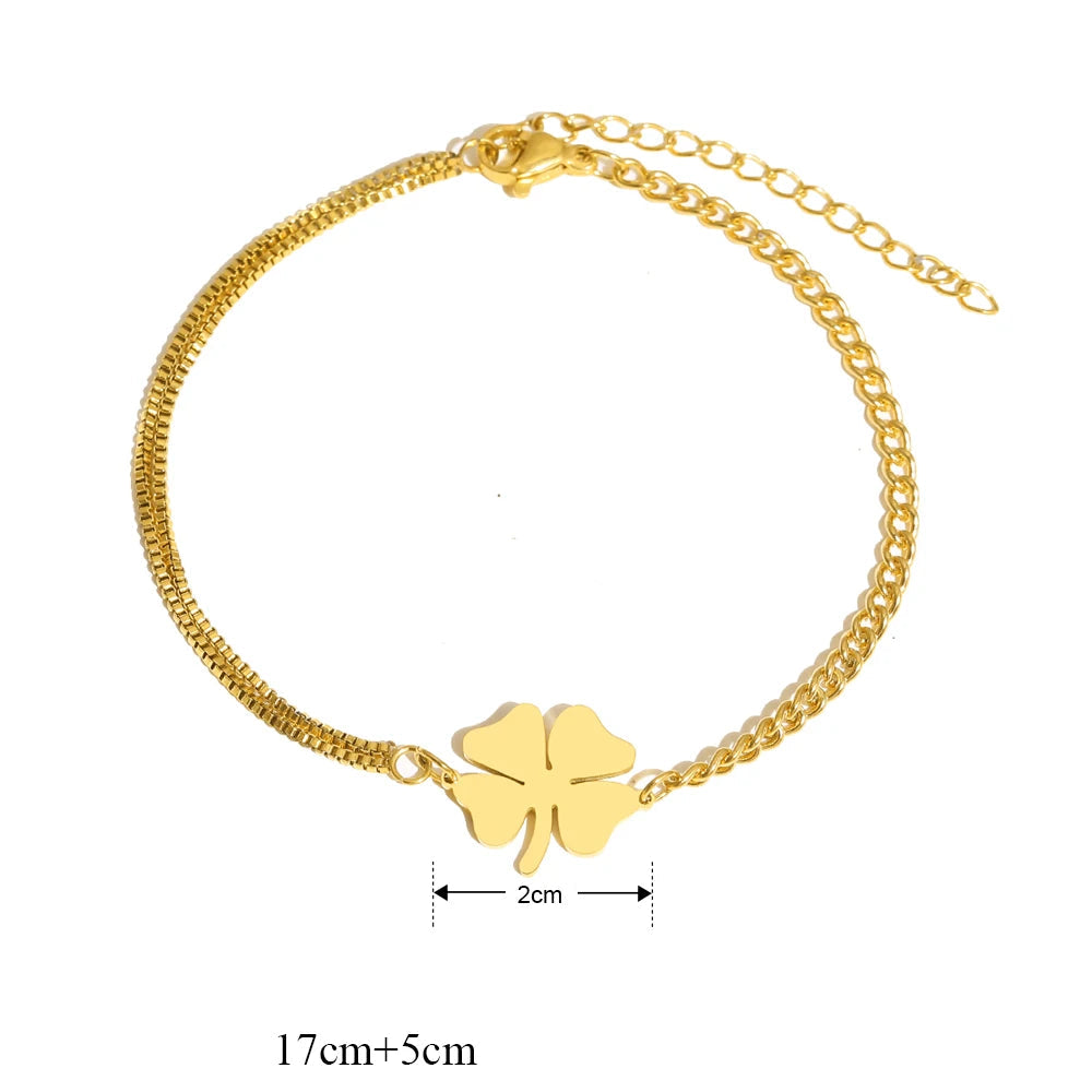 Bracelet avec Trèfle à 4 Feuilles Porte Bonheur