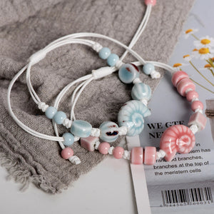 Bracelet Bohême Coquillage Escargot rose