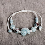 Bracelet Bohême Coquillage Escargot bleu