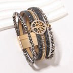 Boho multi-strand Tree of Life bracelet dark gray