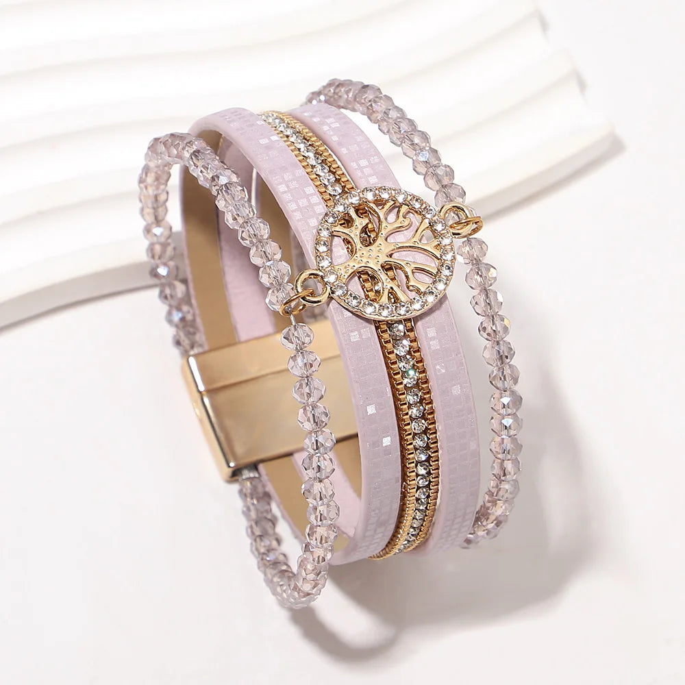 Boho multi-strand Tree of Life bracelet purple