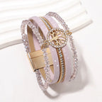 Boho multi-strand Tree of Life bracelet purple