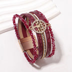 Boho multi-strand Tree of Life bracelet red